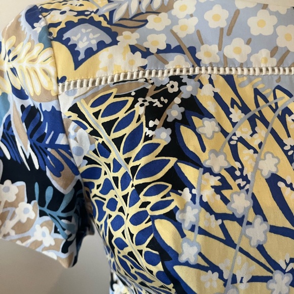 Talbots Blue and Cream Botanical Midi Dress - Picture 2 of 6